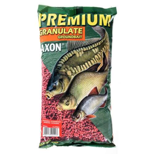 Jaxon Premium Granulate Groundbait Eper 1kg 5mm, vörös haleleség pelletek pontyhorgászatra - Etető pellet