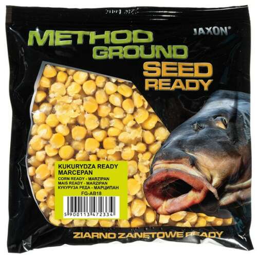 Jaxon Method Ground Seed Ready Kukorica Marcipán, 500g-os csomagolásban, készen a horgászatra