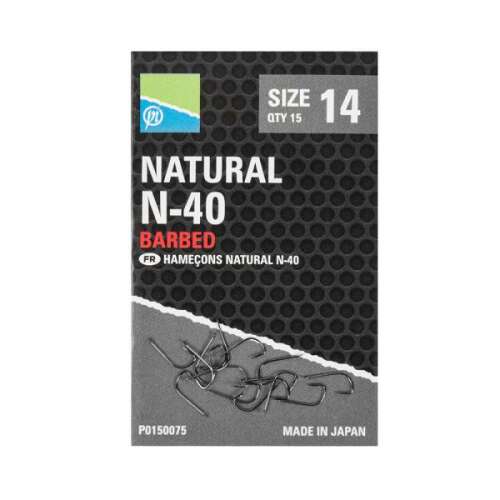Natural N-40 14-es méretű szakállas horgok, 15 darabos csomag - Horgász horog