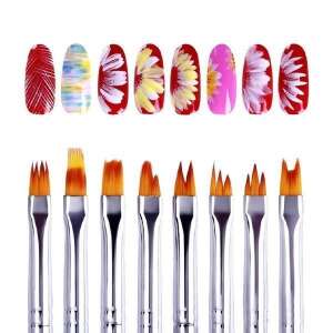 Set mit 8 Nagelkunstpinseln, zum Erstellen komplizierter Designs, mit Beispielen für Nagelkunst - Maniküre & Pediküre