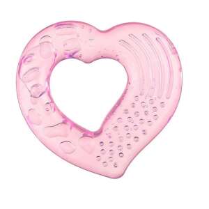Rózsaszín szilikon szív alakú rágóka babáknak - Rágóka