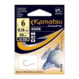Kamatsu EasyGrip Sode Größe 6 Karpfenangelhaken, 10 Stück, 50 cm lang - Kreishaken