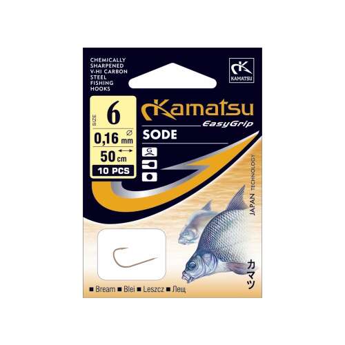 Kamatsu EasyGrip Sode размер 6 куки за риболов на каракуда, 10 броя, 50 см