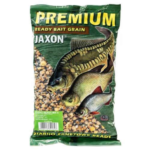 Jaxon Premium Ready Bait Grain Carp Mix 5, 1 kg-os ponty horgászcsali, tartalmaz édes kukoricát, borsót, búzát, kendermagot - Magmix