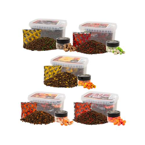 Benzar Mix Summer Pellet Box Tintahal + Twister horgászcsali, 400g pellet és 150ml aroma, tintahal ízű - Etető pellet