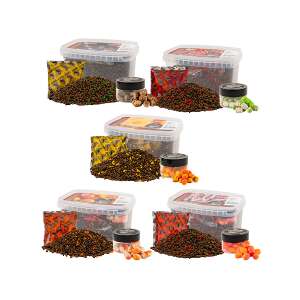 Benzar Mix Summer Pellet Box Tintahal + Twister horgászcsali, 400g pellet és 150ml aroma, tintahal ízű - Etetőanyag