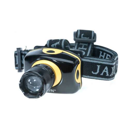 Jaxon kerek LED fejlámpá 5 LED-del, 3 db AAA elemmel összekapcsolva (nem tartozék)