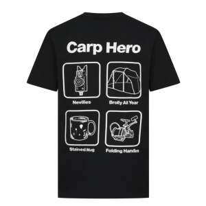 Navitas Carp Hero póló, fekete, hátsó nyomattal pontyhorgász témájú mintával - Póló