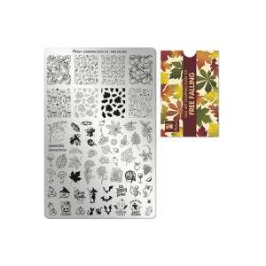 Moyra köröm díszítő nyomdalemez 114 Free Falling, 16 őszi és halloweeni mintával a köröm díszítéséhez - Moyra