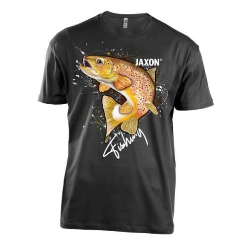 Jaxon Jaxon póló barna pisztráng mintával, fekete