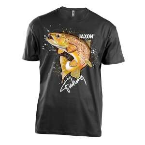 Jaxon Jaxon póló barna pisztráng mintával, fekete - Póló