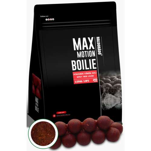 Haldorádó Max Motion Boilie Long Life 20 mm Fűszeres Vörös Máj Ponty Csalizó - Etető bojli