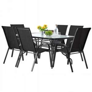 GardenLine 6-osobowy ogrodowy zestaw jadalniany #czarny