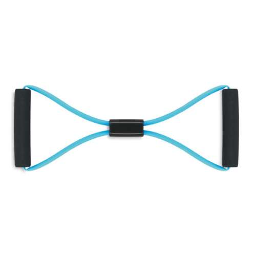 Niebieska taśma oporowa z piankowymi uchwytami, do ćwiczeń ramion i nóg