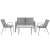 Lorca 4+1 Gartenmöbel-Set, grauer Metallrahmen mit weißem Mesh-Gewebe, beinhaltet 2 Stühle, 1 Sofa und 1 Couchtisch