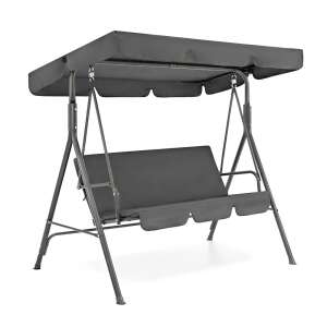 Serenita szara huśtawka ogrodowa z baldachimem, wygodne miejsce do siedzenia na zewnątrz - Zestaw ogrodowy