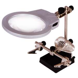 Levenhuk Zeno Refit ZF21 nagyító lámpa csipeszekkel, 2x és 6x nagyítás, 90 mm-es lencse, LED világítás, forrasztáshoz, órajavításhoz, ékszerjavításhoz és egyéb precíziós munkákhoz - Levenhuk