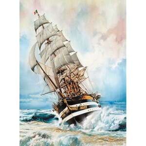Amerigo Vespucci ship sailing through the waves, 1000 piece puzzle - Clementoni Puzzle