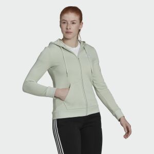 Adidas Női W LIN FT FZ HD Kapucnis Pulóver világoszöld színben, elölnézet - Női pulóver