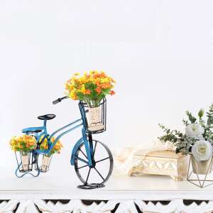 Kerékpár alakú RETRO virágcserép, fekete/kék, ALBO 36166403 