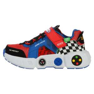 Skechers Gametronix 402260LBLMT kids' sneakers, red, blue, black, white, side view - Fashion & Clothing