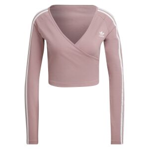 Adidas Women's Purple Long Sleeve Crop Top with 3 Stripes - Adidas Women's Sweater