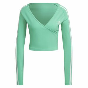 Adidas HE4958 green long sleeve crop top isolated - Adidas Women's Sweater