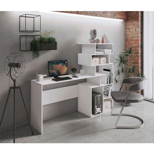 Számítógépasztal, fehér, laminált DTD, MAXIM 35239610