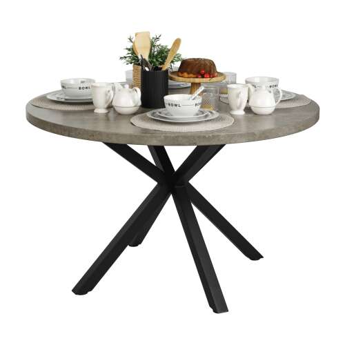 Étkezőasztal, beton/fekete, átmérő 120 cm, MEDOR