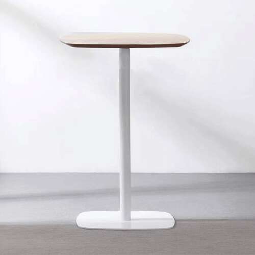 Bárasztal, tölgy/fehér, MDF/fém, átmérő 60 cm, HARLOV 35242331