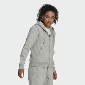 Woman wearing Adidas gray full-zip hoodie - Adidas Women's Sweater