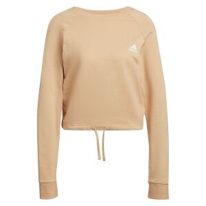 Adidas Women's Beige Cropped Sweatshirt front view - Adidas Women's Sweater