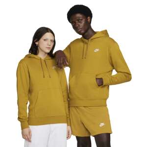 Nike Club Fleece Hoodie in Golden Yellow, featuring a classic Nike logo on the chest, perfect for casual wear. - Nike