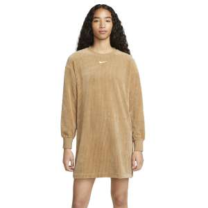Nike W NSW VLR LS CRW Dress, beige, long sleeve, women's - Nike
