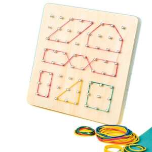 Wooden shape board with rubber bands for kids, shape recognition game - Developmental Toy for School-Age Kid