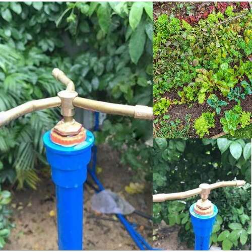 360°-os forgó szórófej, kert öntöző, gyep öntöző, öntözőfej, réz szórófej, vízmegtakarítás, hatékony öntözés