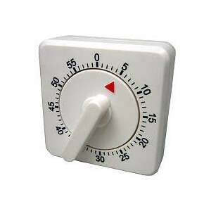 White mechanical kitchen timer with a red pointer, 60 minutes, 1 minute increments - Kitchen timer