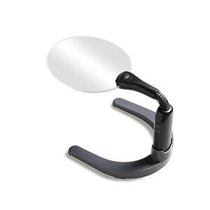 Stand magnifying glass with LED light, 2x magnification, 130mm diameter, battery powered - Magnifying glass
