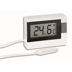 Digital indoor and outdoor thermometer with a white display and a white probe - Household Supply