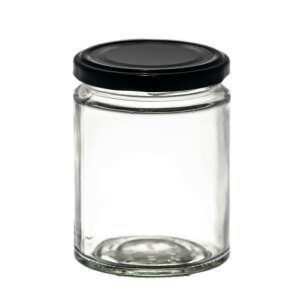 Glass jar with black lid, 370ml - Food storage