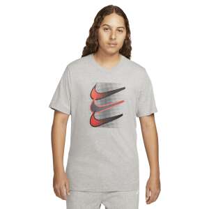 Nike men's gray t-shirt with a red and black swoosh logo - Nike
