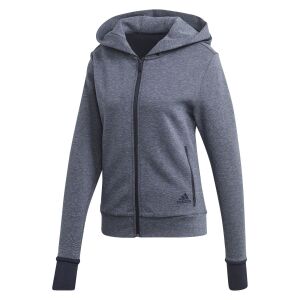 Adidas Women's Navy Full Zip Hoodie - Front View - Adidas Women's Sweater