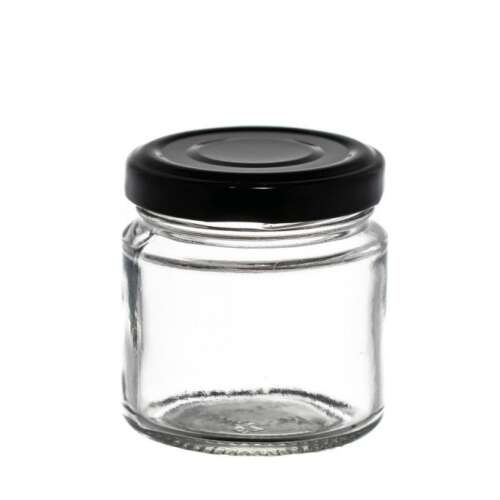 Glass jar with black lid, 106ml