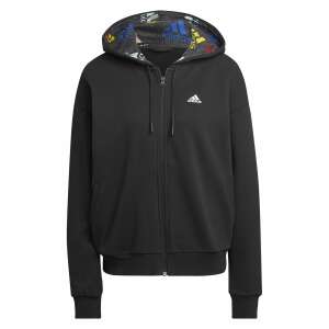 Black Adidas W BLUV Q3 HD TT women's hoodie with full zip closure and logo - Adidas Women's Sweater