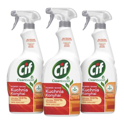 Cif Power & Shine Spray de bucătărie, 3x750ml, degresant pentru suprafețe de bucătărie
