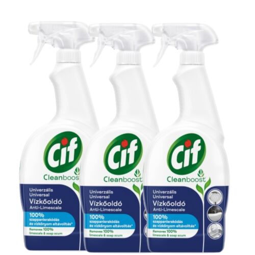 Cif Cleanboost Uniwersalny Środek do Usuwania Kamienia 3x750ml, potrójne opakowanie do czyszczenia łazienki i kuchni