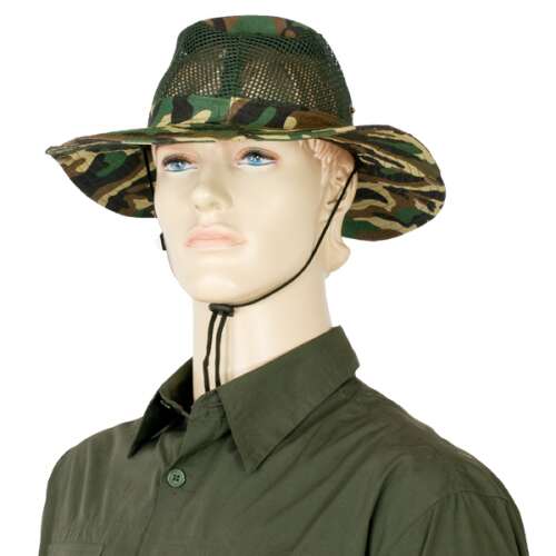 Camouflage Szellőző Hálós Horgászkalap - M