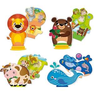 Carolina Baby My Friends 4 Riesen-Tiere Zuordnungsspiel für Kleinkinder, mit Kuh, Löwe, Bär und Wal - Lisciani