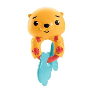Fisher-Price Otter Time Teether, o jucărie de mestecat galbenă în formă de vidră cu coadă de pește albastră - Mattel