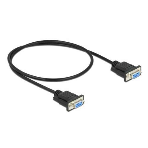 Delock Sub D9-es null modem RS-232 soros kábel, anya-anya, 0,5 m